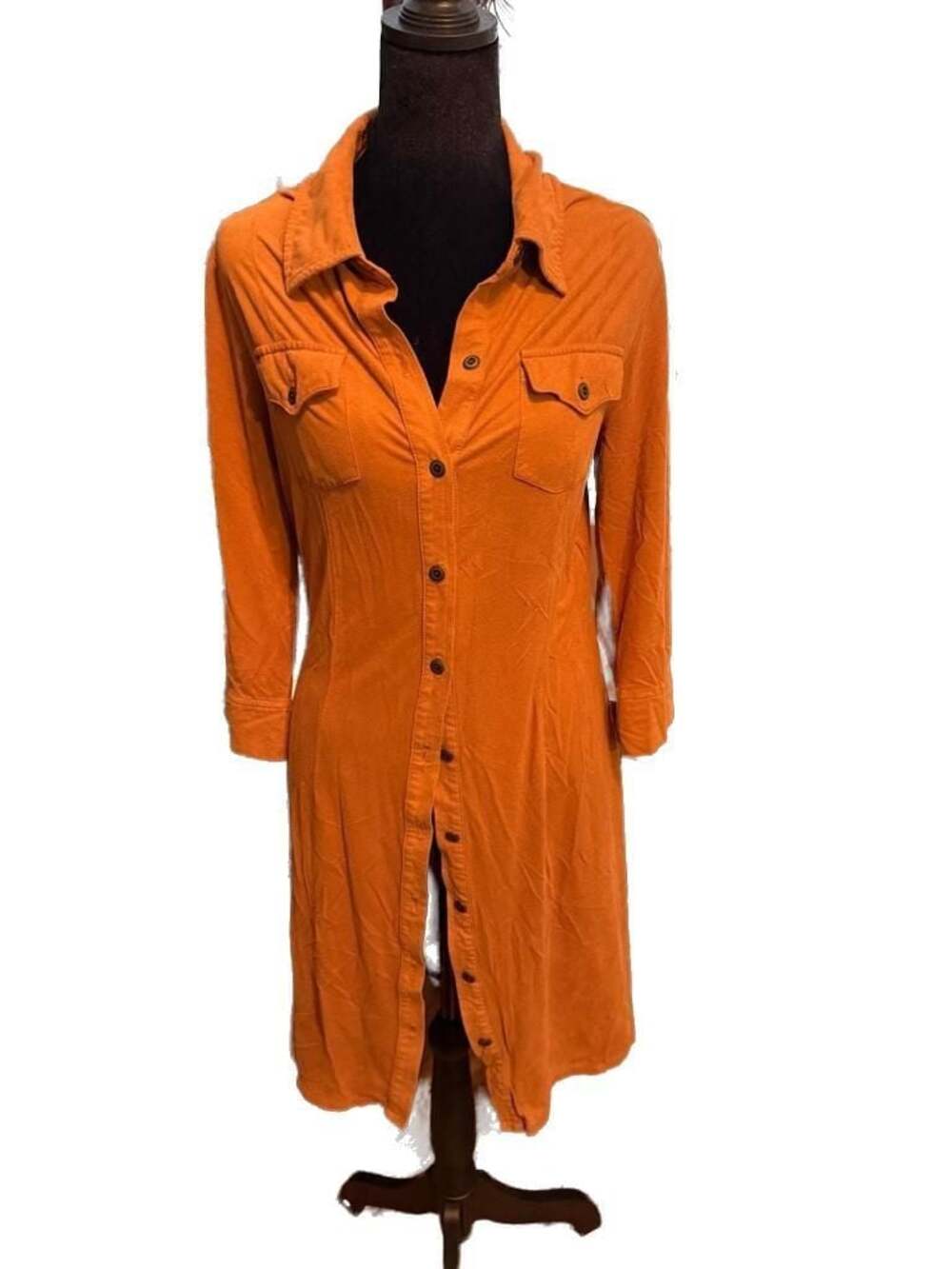 Wrangler Rust Faux Suede Button-Down Shirt Dress, Size M